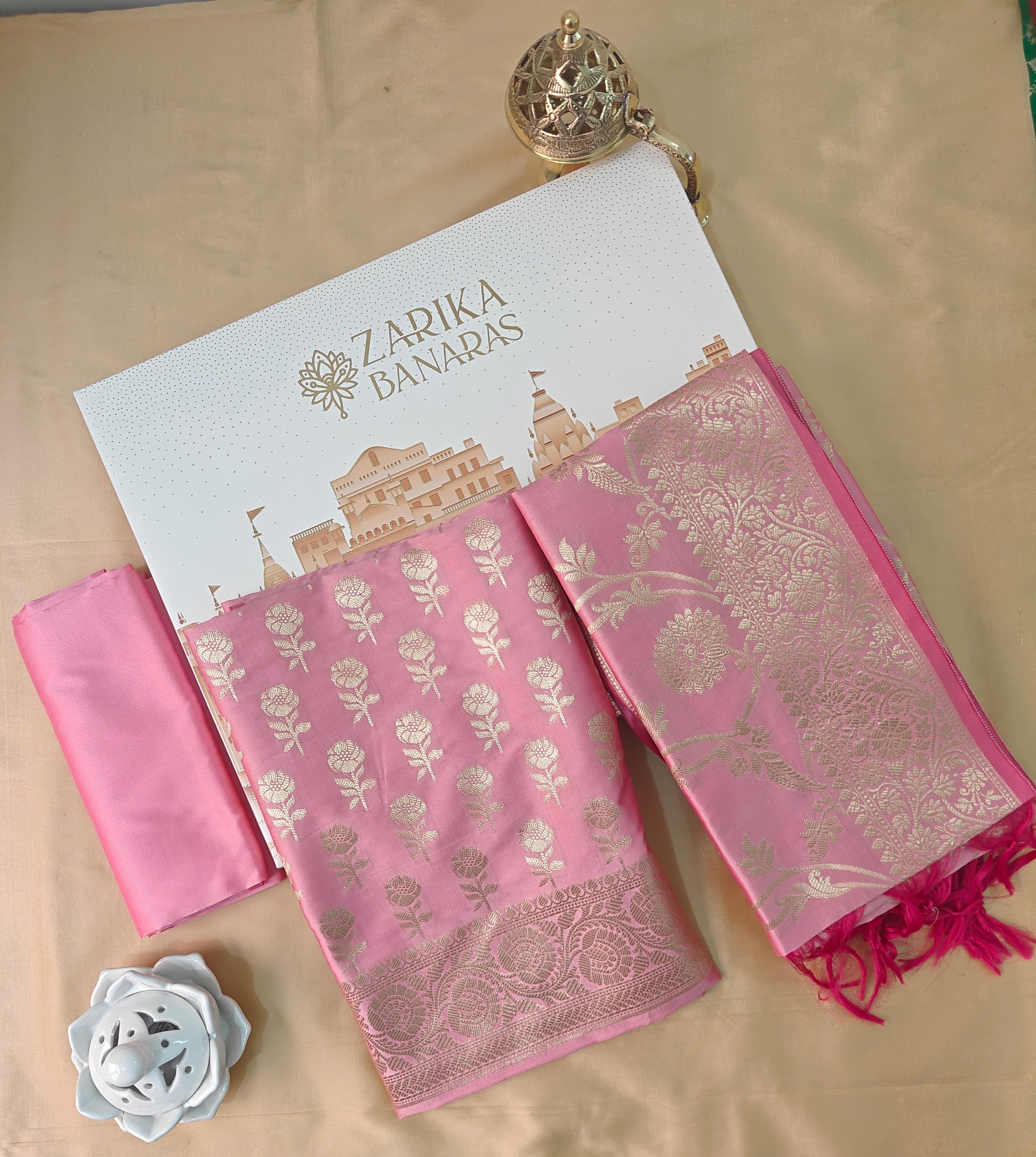 Baby Pink Premium Silk 3-Piece Suit with Banarasi Dupatta