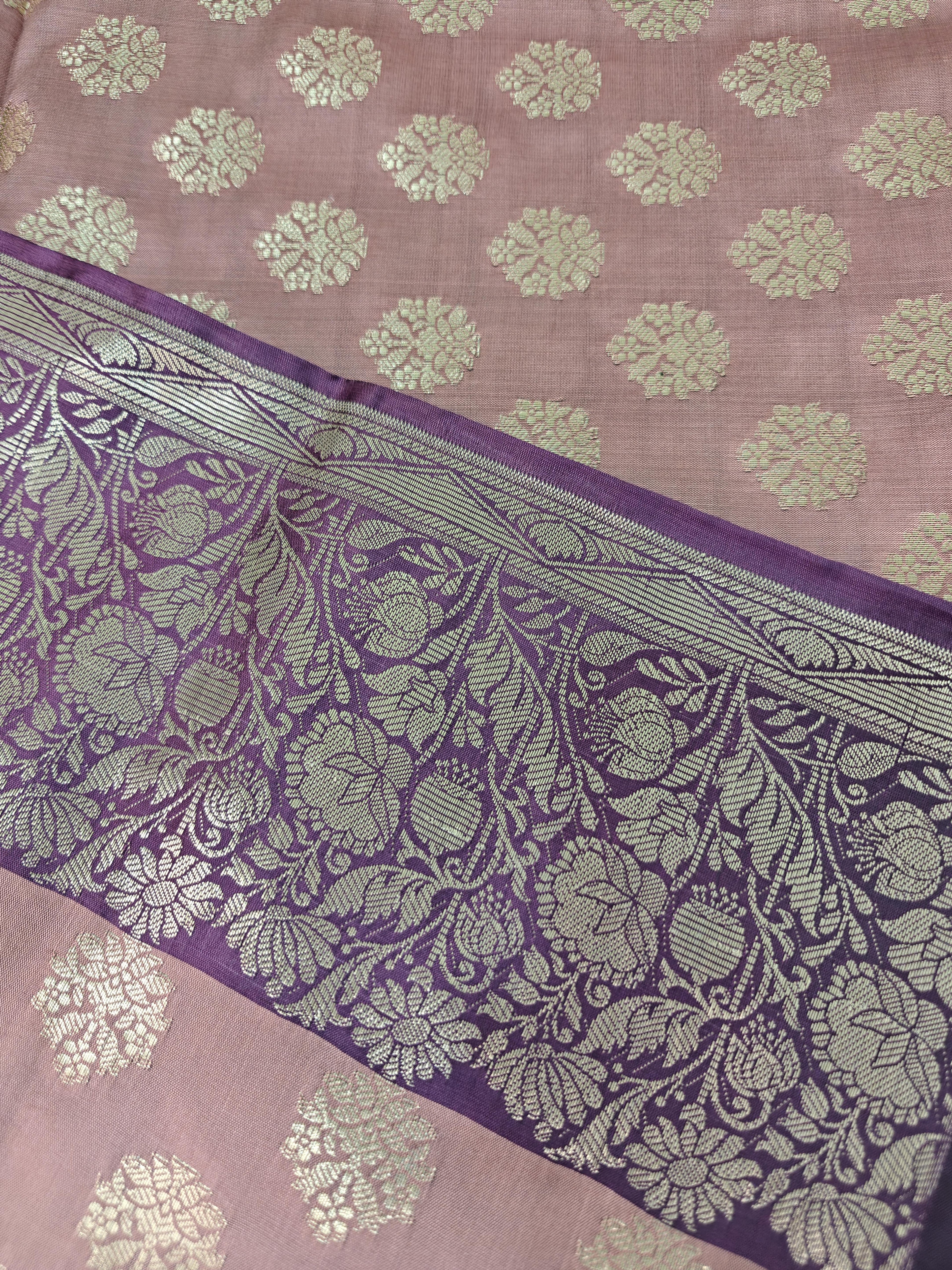 Pink & Purple Silk 3-Piece Suit with Rich Zari Dupatta