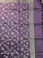 Pink & Purple Silk 3-Piece Suit with Rich Zari Dupatta