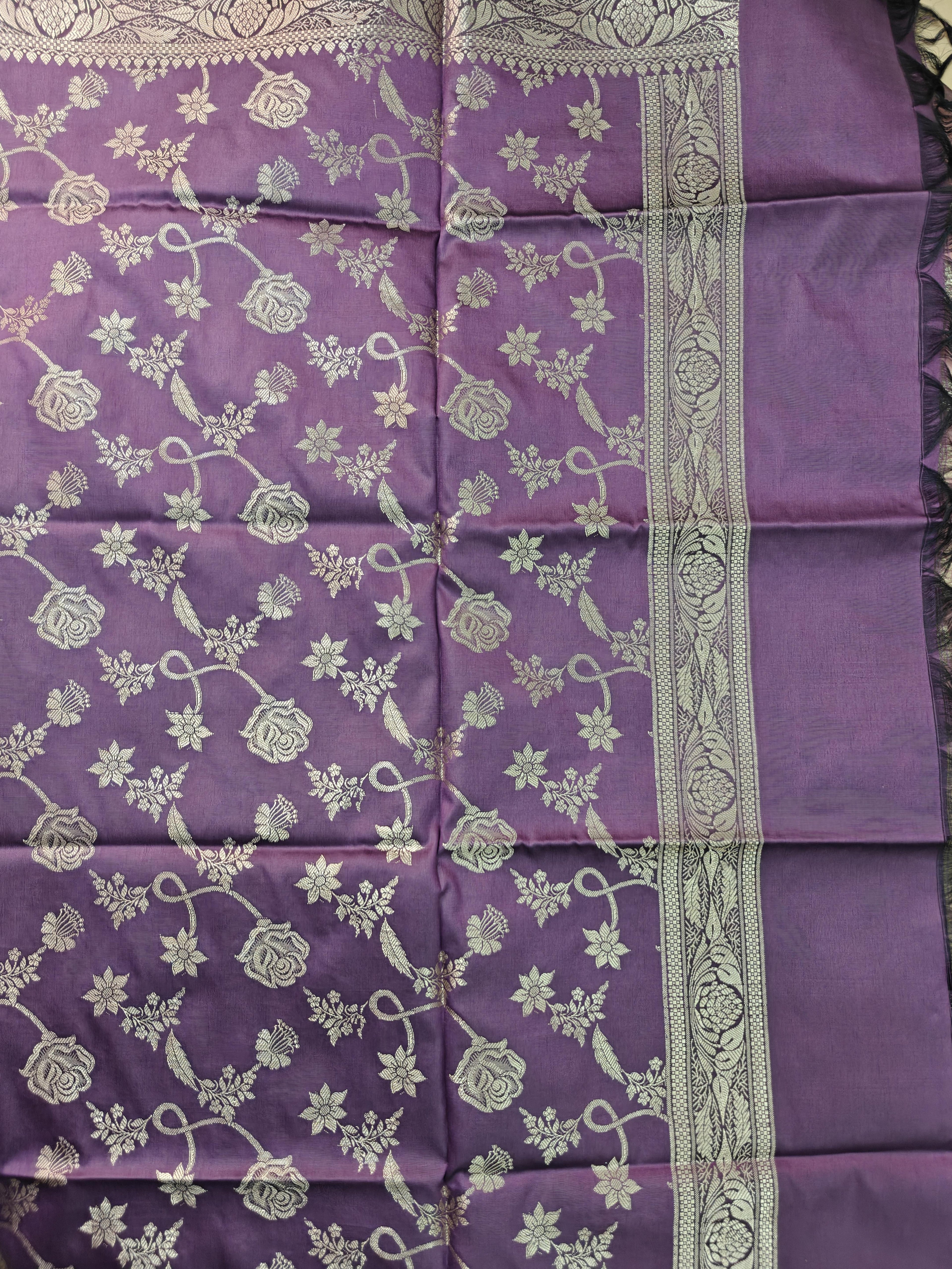 Pink & Purple Silk 3-Piece Suit with Rich Zari Dupatta