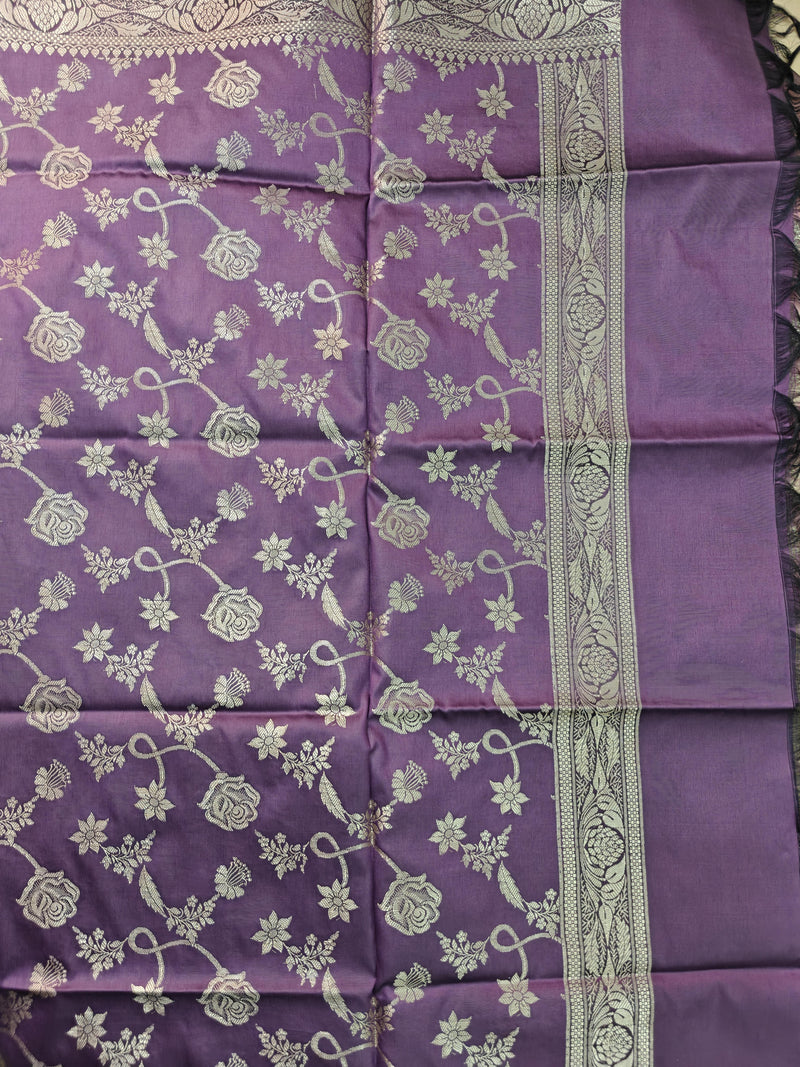 Pink & Purple Silk 3-Piece Suit with Rich Zari Dupatta