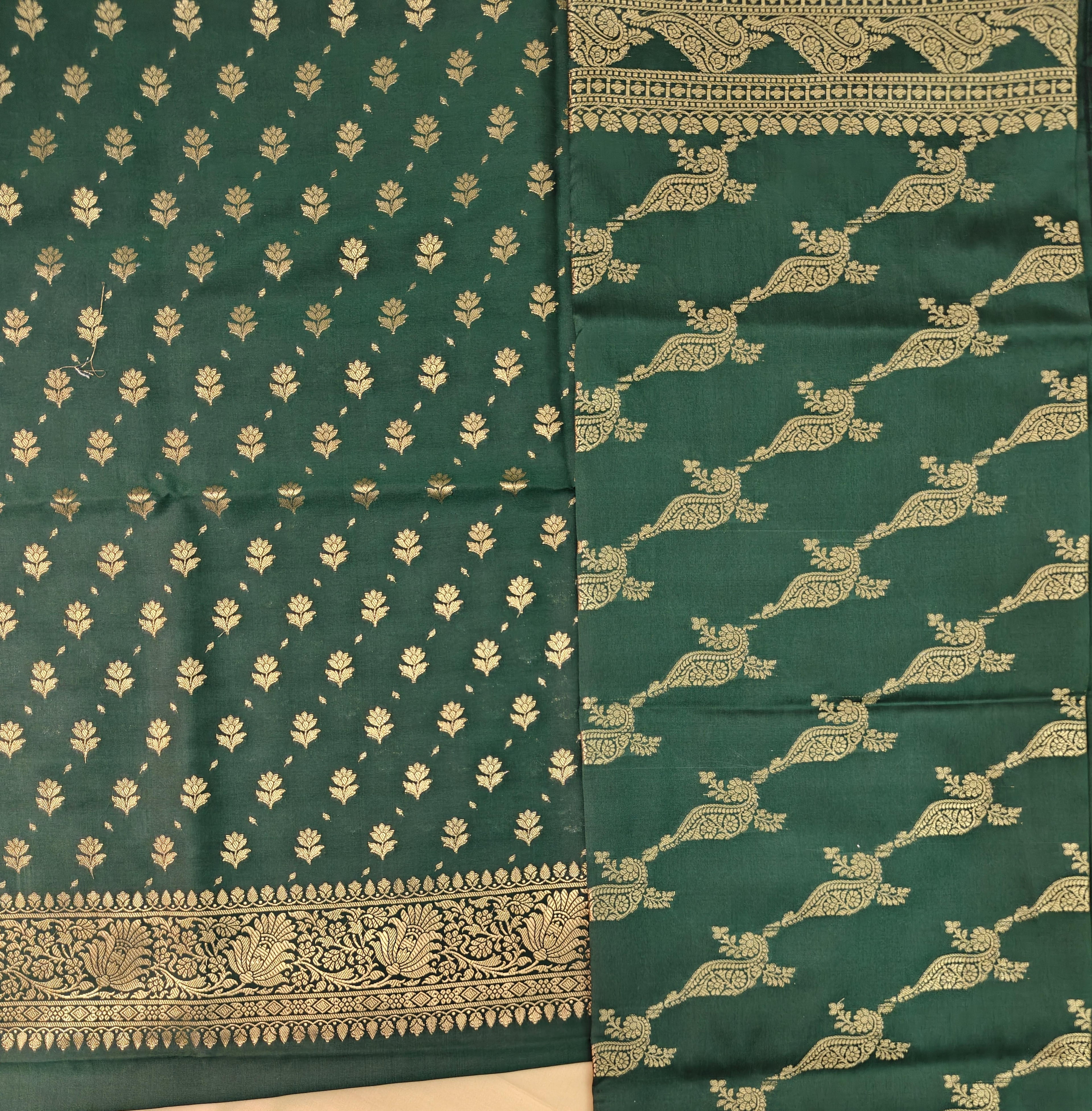 Dark green katan silk suit