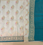 Sea Green Banarasi Suit with Ivory Contrast & Meenakari Jal Work Dupatta
