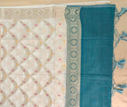 Sea Green Banarasi Suit with Ivory Contrast & Meenakari Jal Work Dupatta