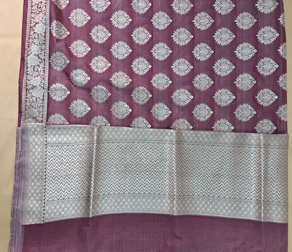 Wine Color Premium Silk 3-Piece Suit with Silver Zari & Heavy Dupatta