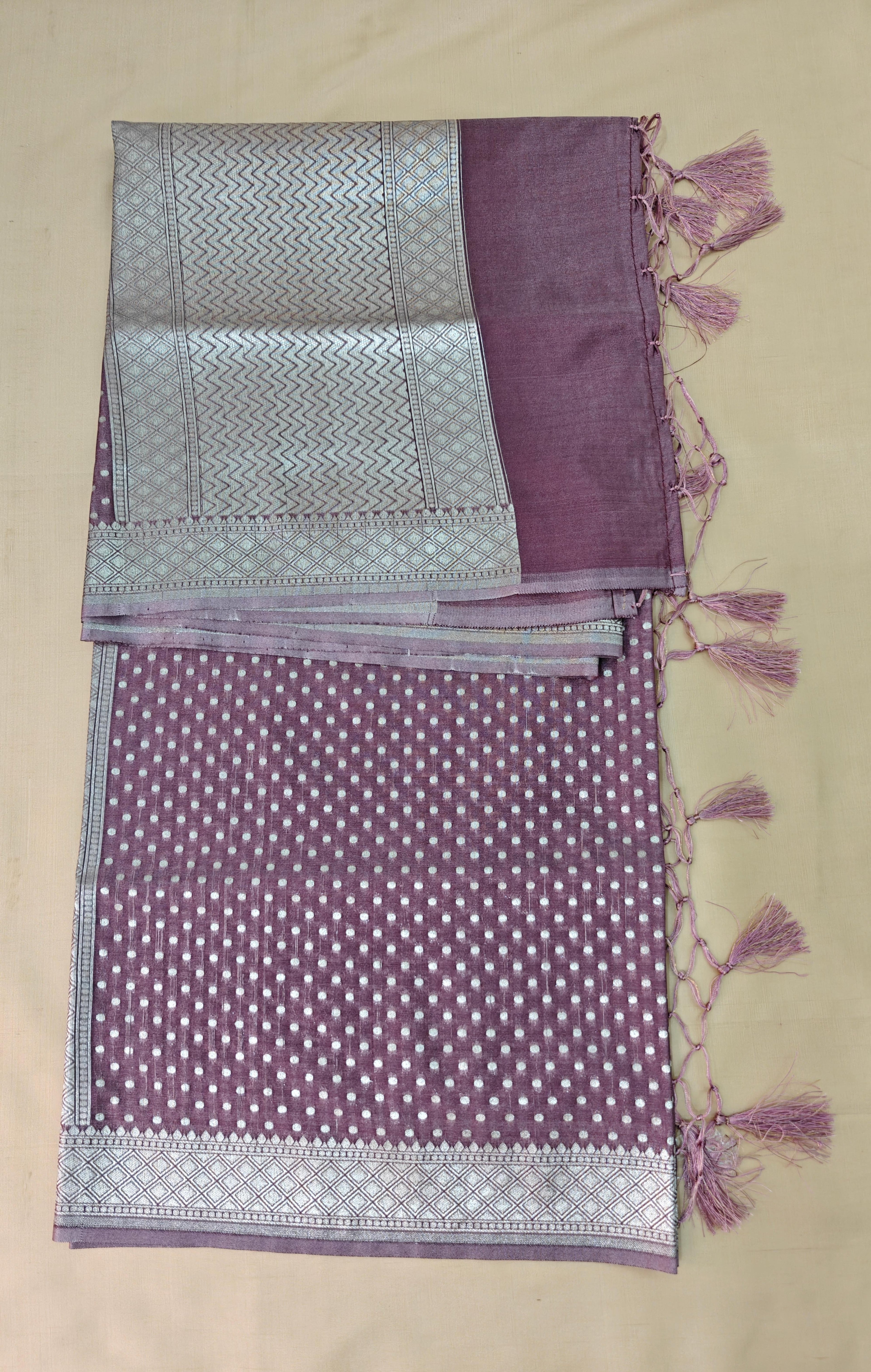 Wine Color Premium Silk 3-Piece Suit with Silver Zari & Heavy Dupatta