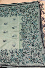 Sea Green Jamdani 3-Piece Suit with Thread Woven Floral Work