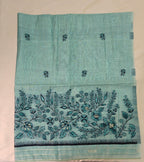 Sea Green Jamdani 3-Piece Suit with Thread Woven Floral Work