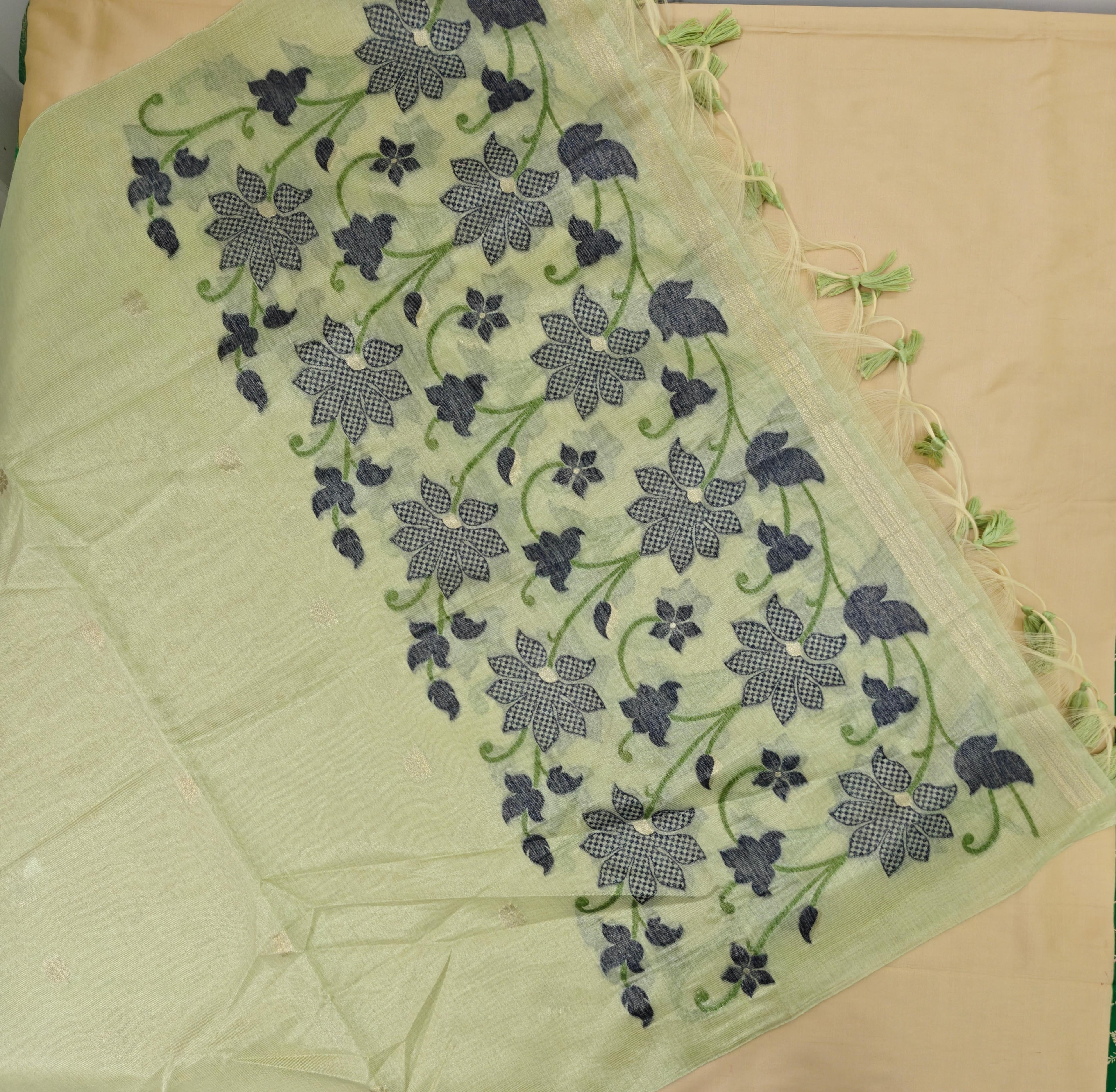 Premium Parrot Green Tissue 3-Piece Suit – Elegant Party Wear