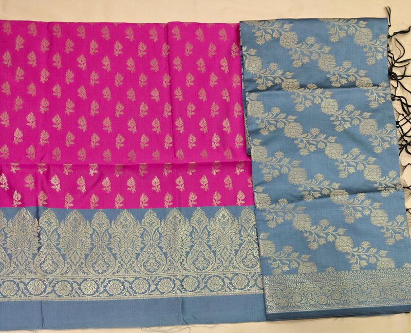 Banarasi Rani Grey Silk Suit