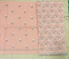Peach Linen Suit with Floral Embroidery Dupatta