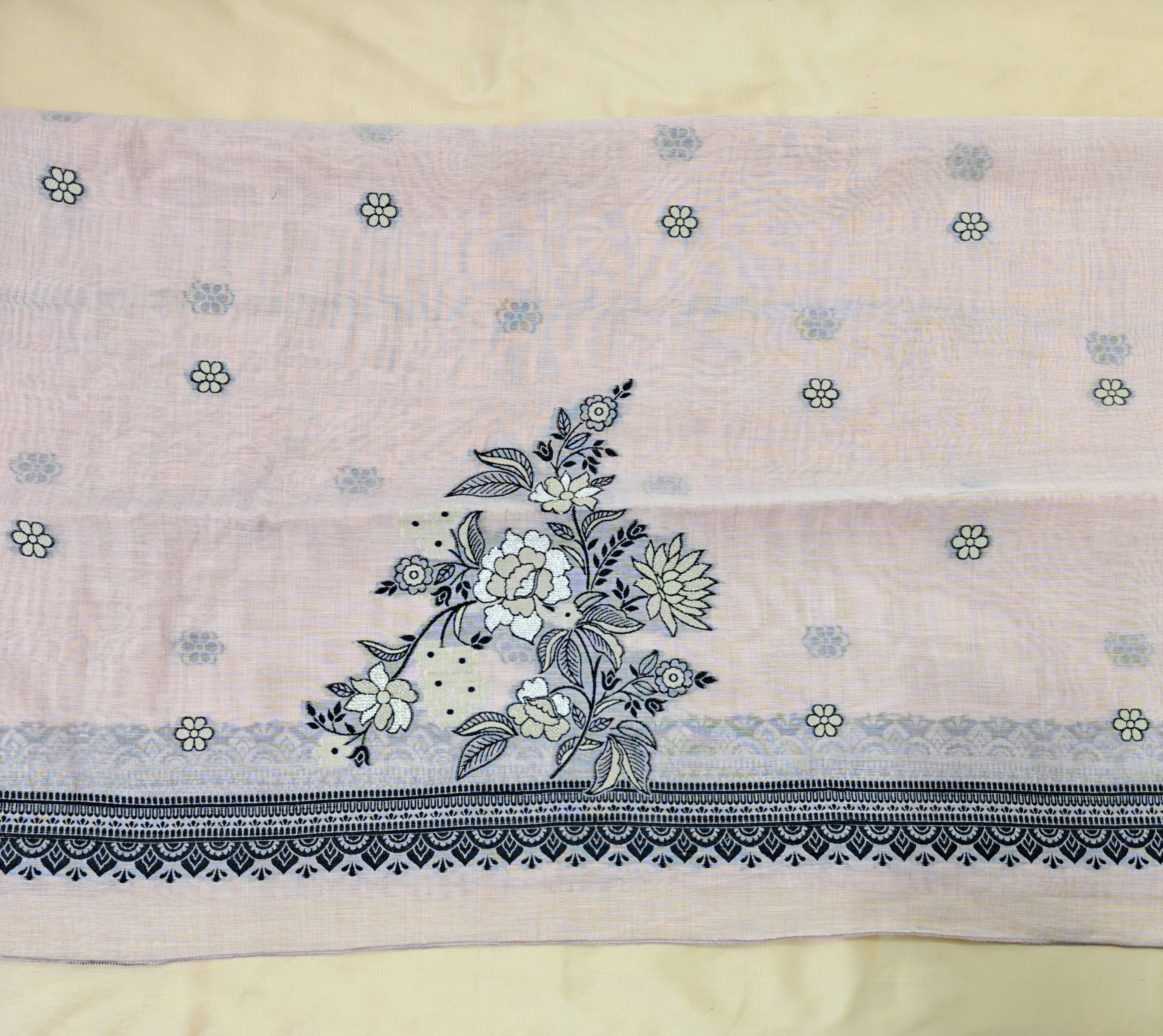 Light Peach Linen 3-Piece Suit with Embroidery