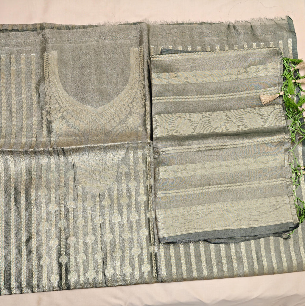 Mehndi Color Tissue Suit with Tissue Dupatta