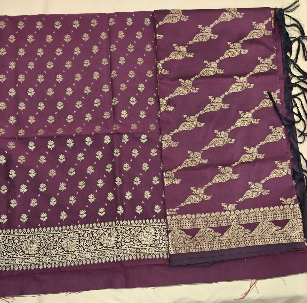 Maroon Katan Silk 3-Piece Suit