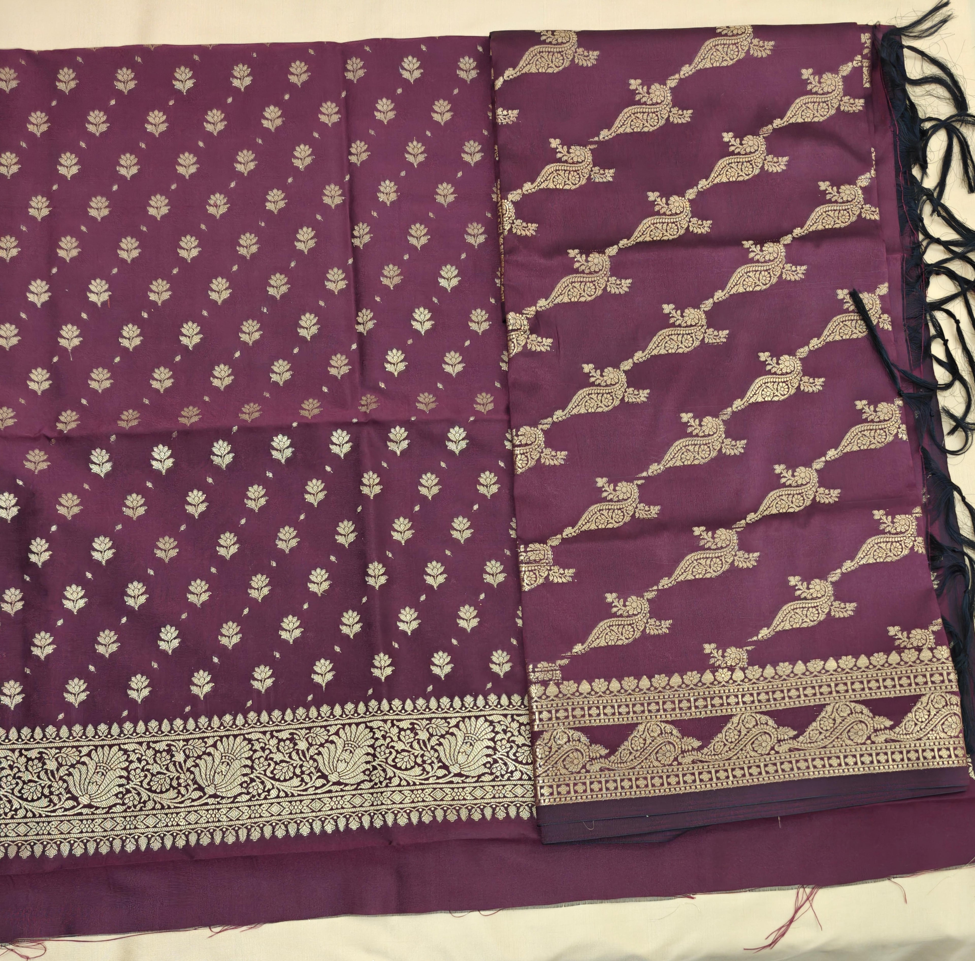 Maroon Katan Silk 3-Piece Suit