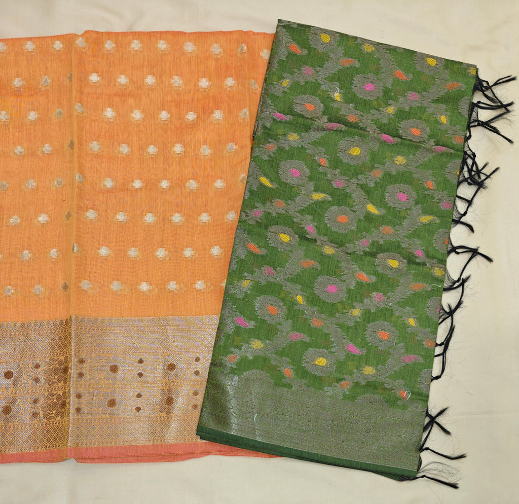 Orangish yellow with contrast dupatta Cotton suit