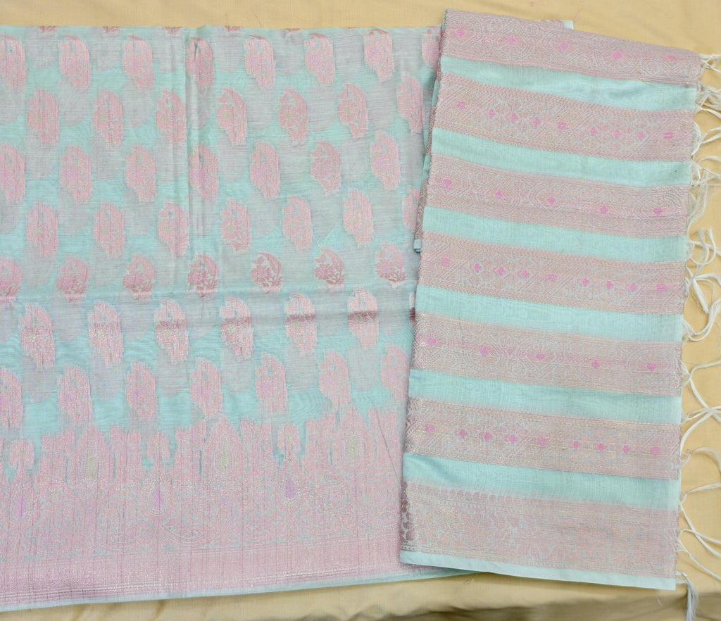 Light Ferozi Cotton 3-Piece Suit