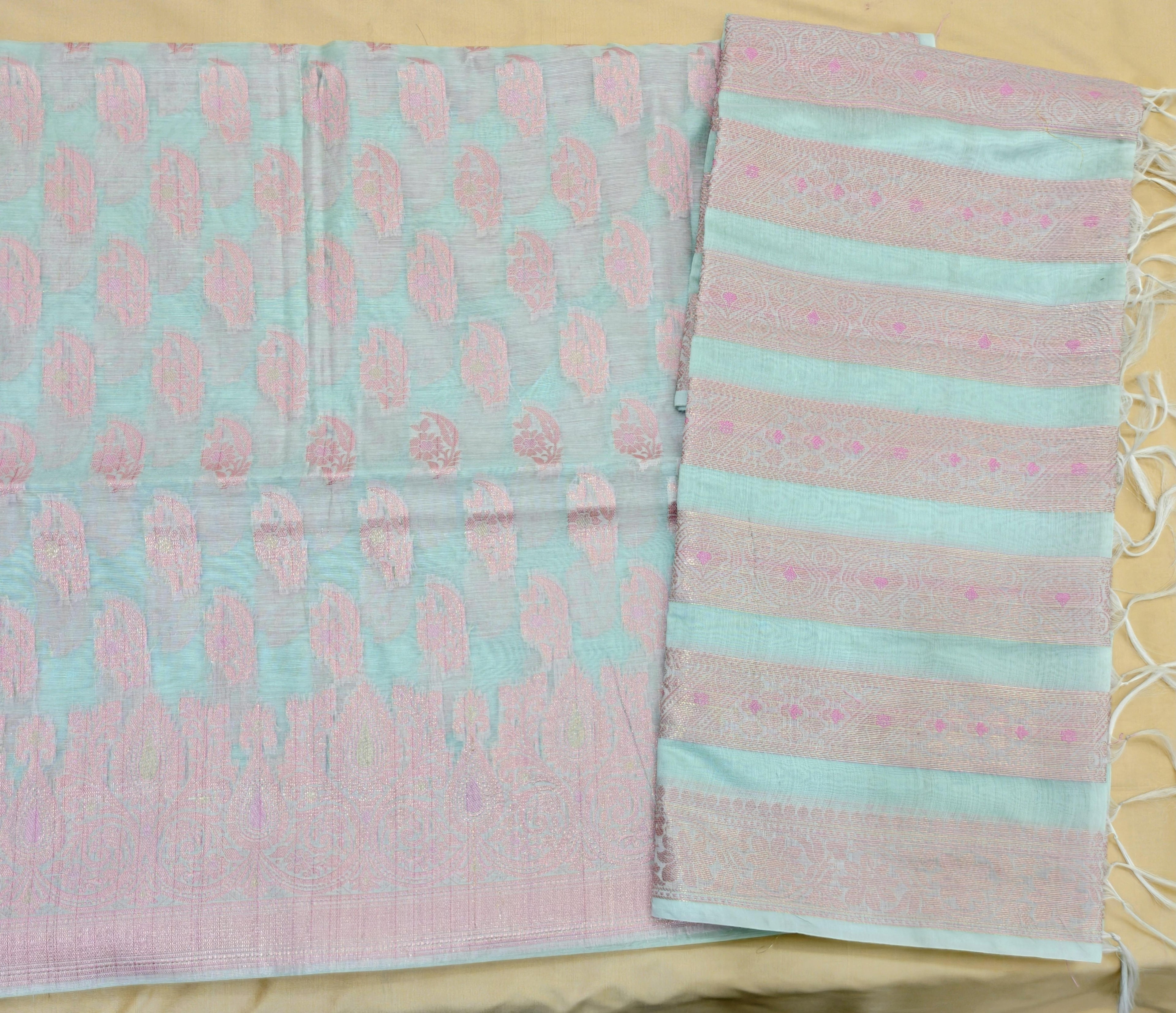 Light Ferozi Cotton 3-Piece Suit