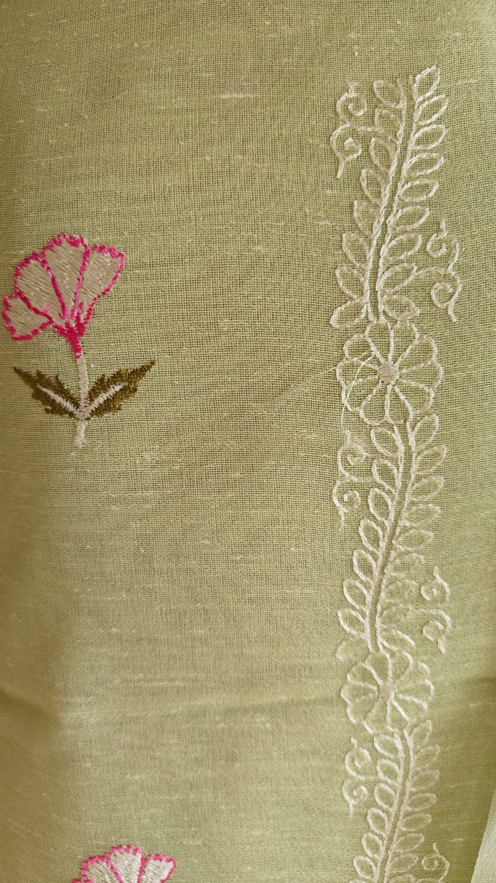 Parrot Linen Suit with All-Over Thread Embroidery