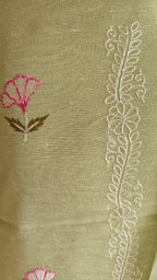 Parrot Linen Suit with All-Over Thread Embroidery