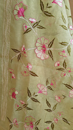 Parrot Linen Suit with All-Over Thread Embroidery