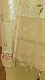 Parrot Linen Suit with All-Over Thread Embroidery