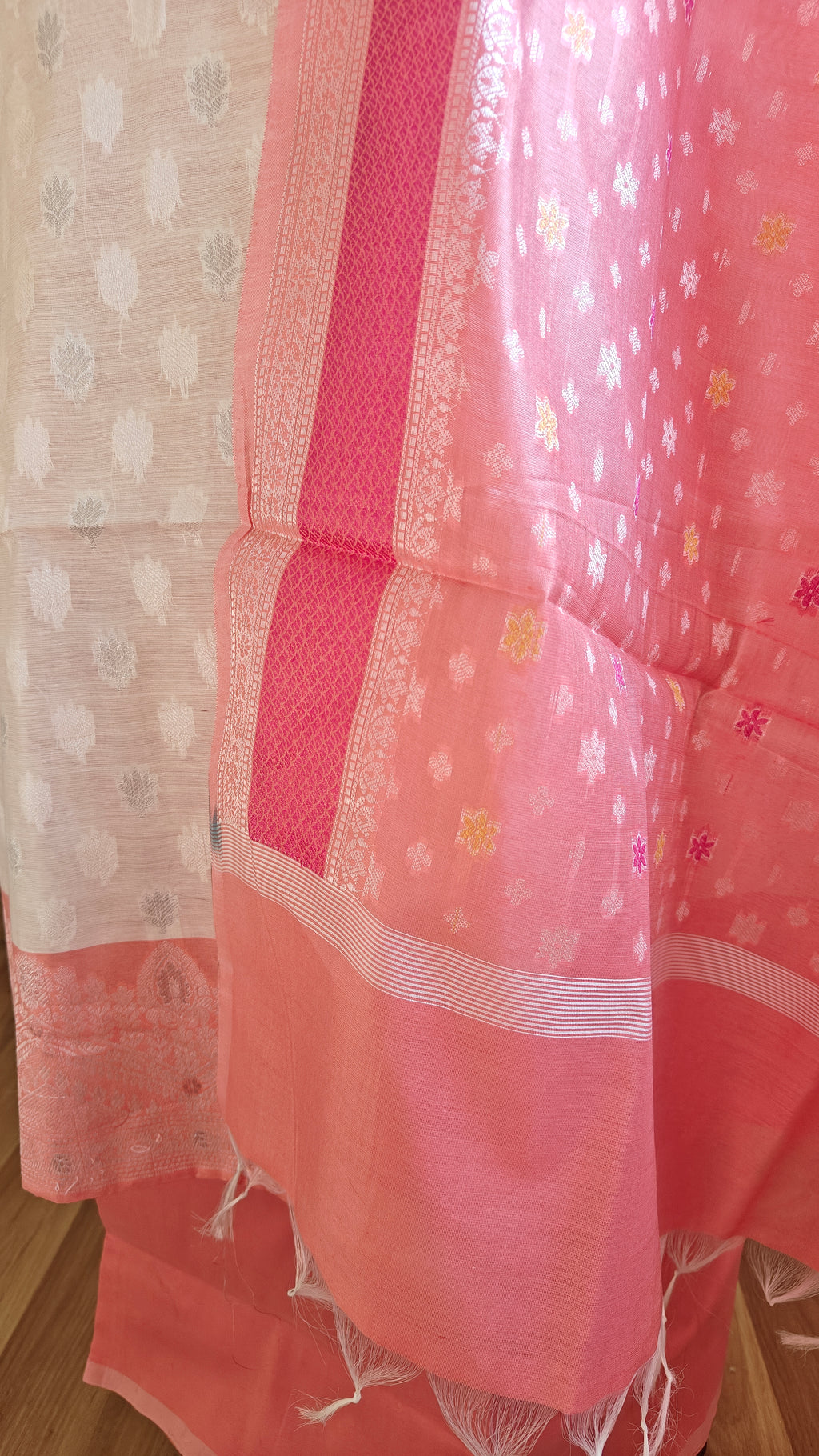 Pink and white combination 3 piece suit