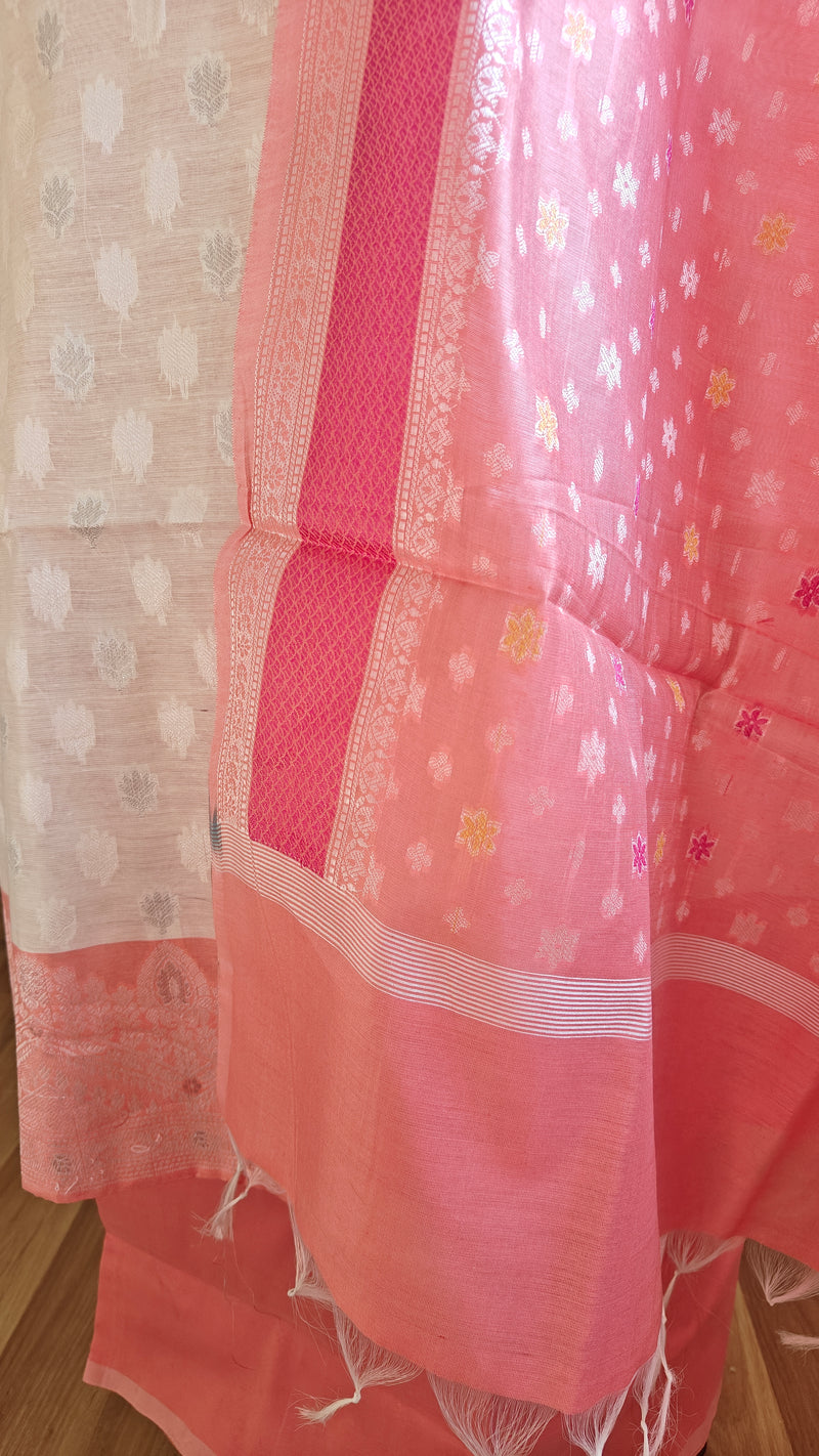 Pink and white combination 3 piece suit