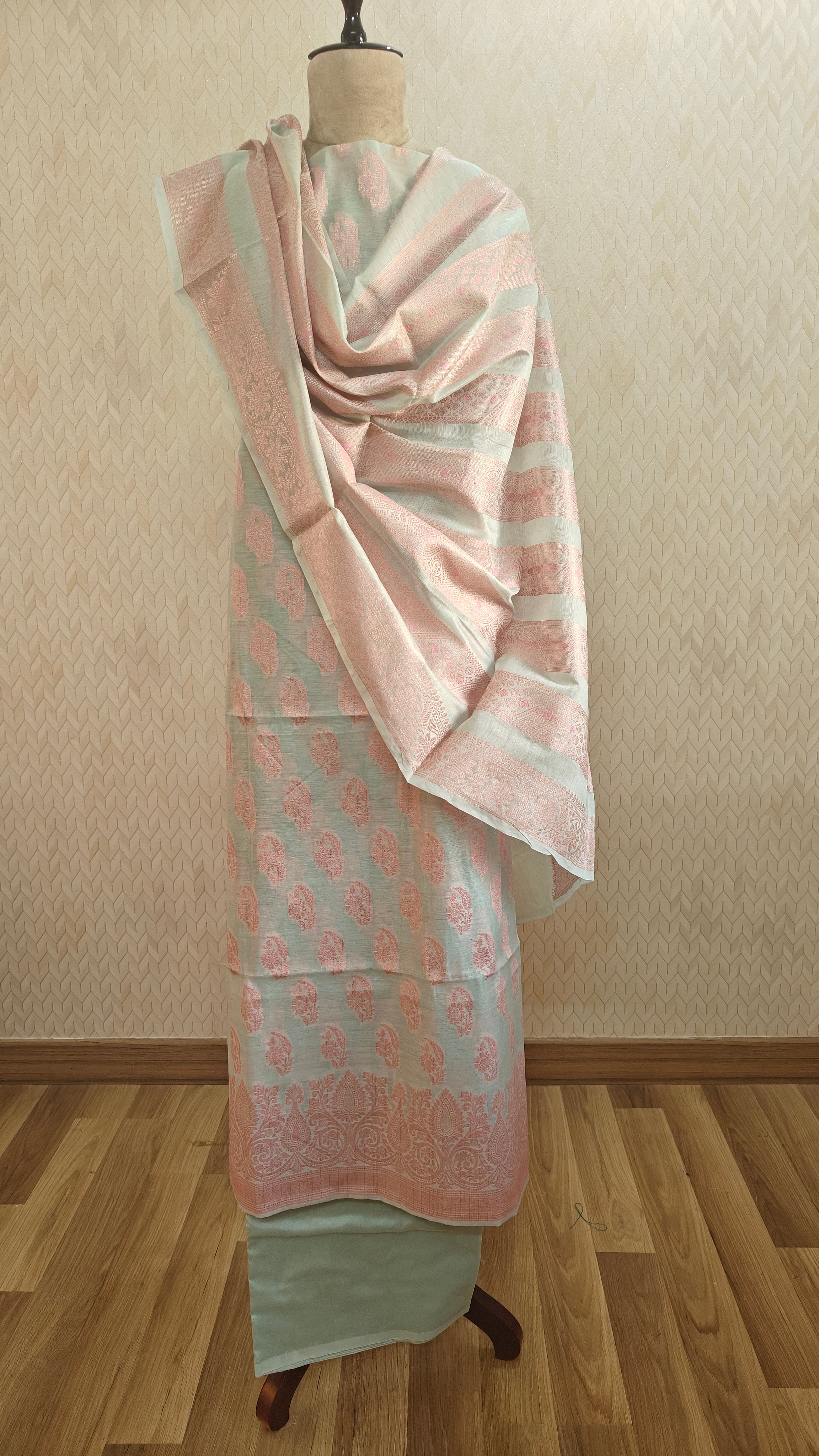 Light Ferozi Cotton 3-Piece Suit