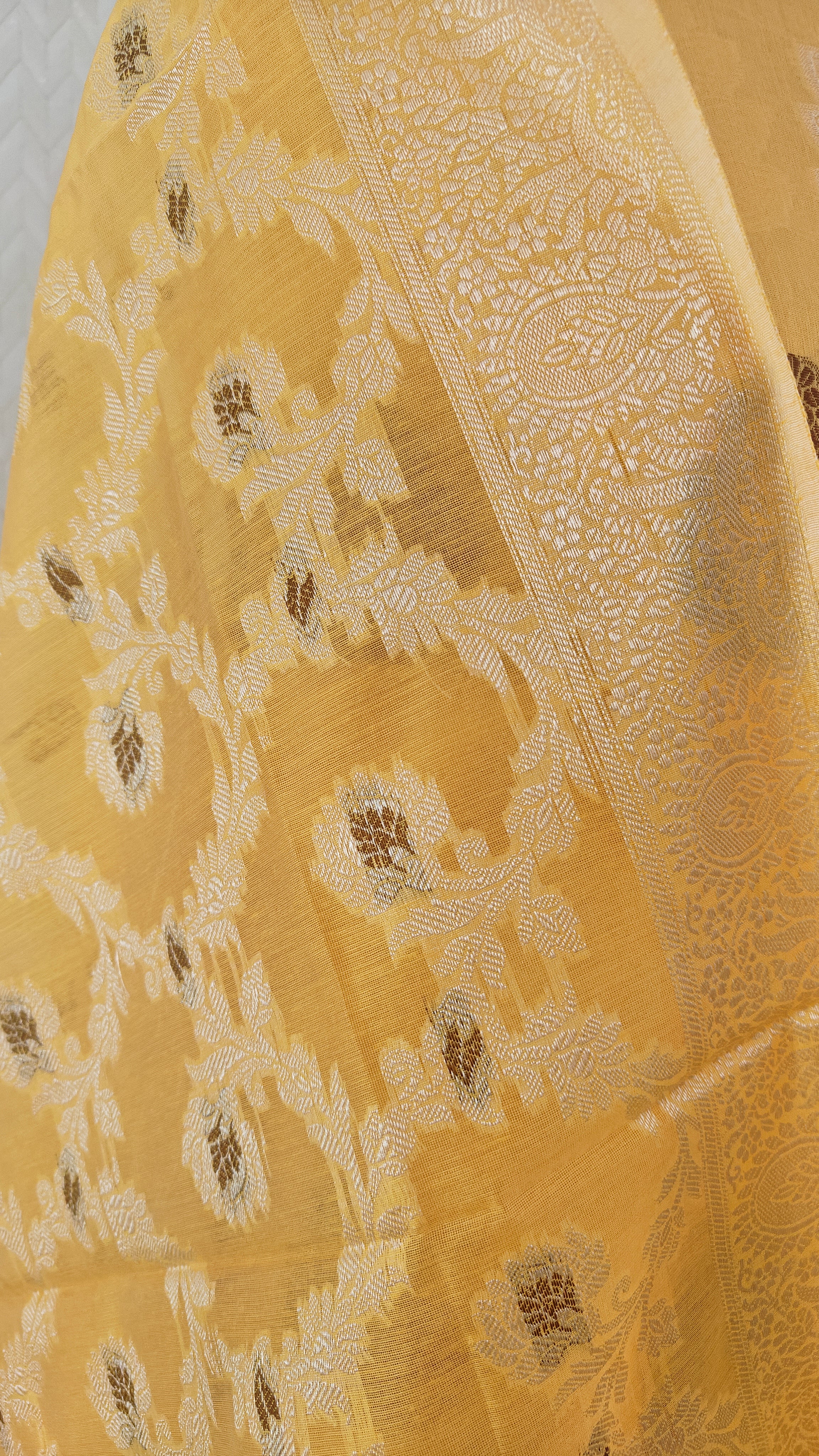 Elegant Mango Yellow Cotton 3-Piece Suit