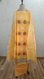 Elegant Mango Yellow Cotton 3-Piece Suit