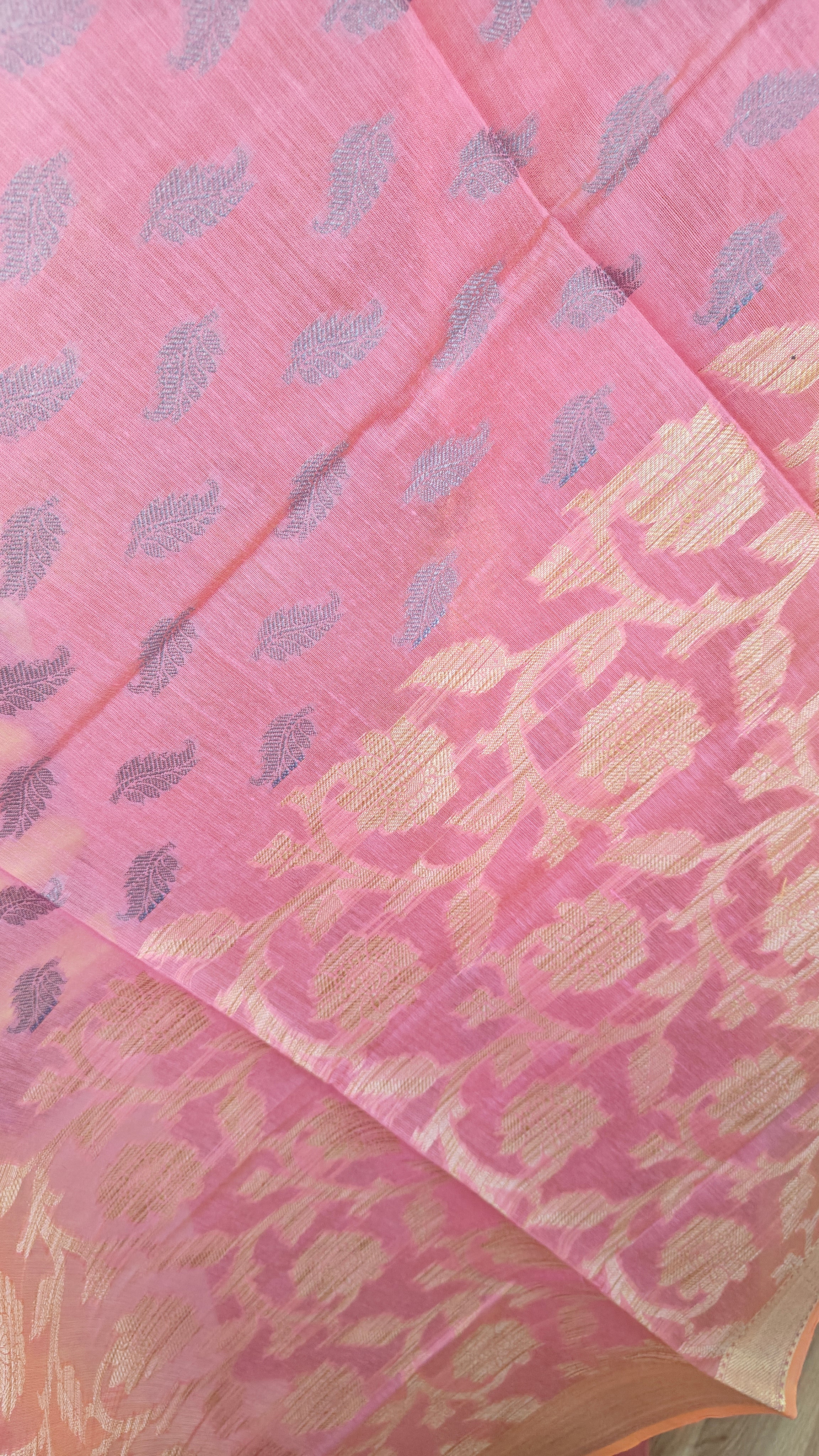 Cotton pink banarasi dupatta suit