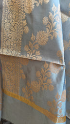 Rani & Grey Silk 3-Piece Suit with Banarasi Dupatta