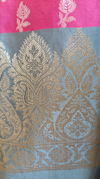 Rani & Grey Silk 3-Piece Suit with Banarasi Dupatta