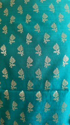 Royal Blue & Dark Green Contrast Silk Suit with Dupatta