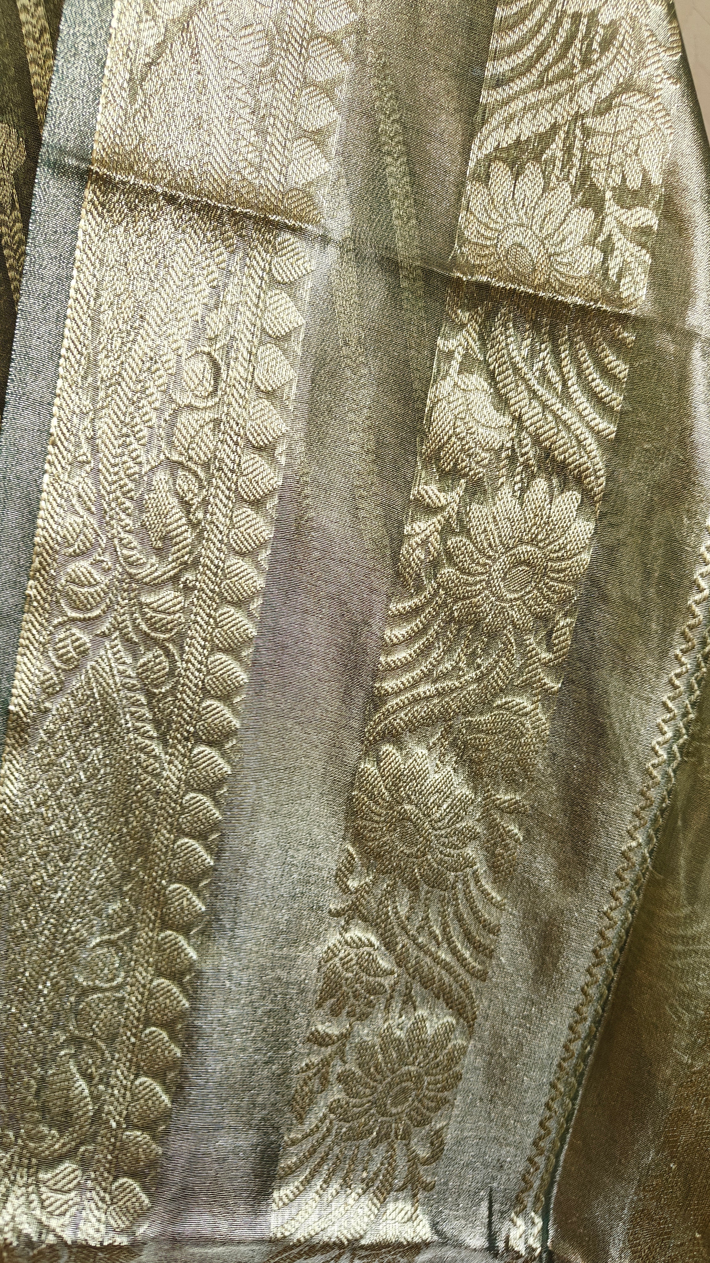 Mehndi Color Tissue Suit with Tissue Dupatta