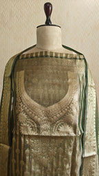 Mehndi Color Tissue Suit with Tissue Dupatta