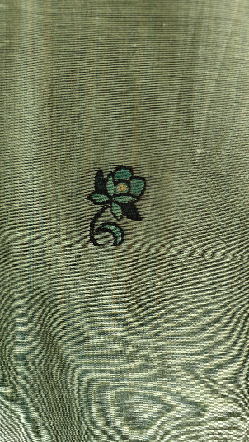 Sea Green Jamdani 3-Piece Suit with Thread Woven Floral Work