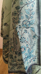 Sea Green Jamdani 3-Piece Suit with Thread Woven Floral Work