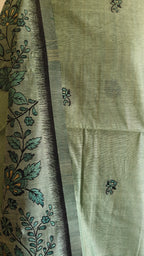 Sea Green Jamdani 3-Piece Suit with Thread Woven Floral Work