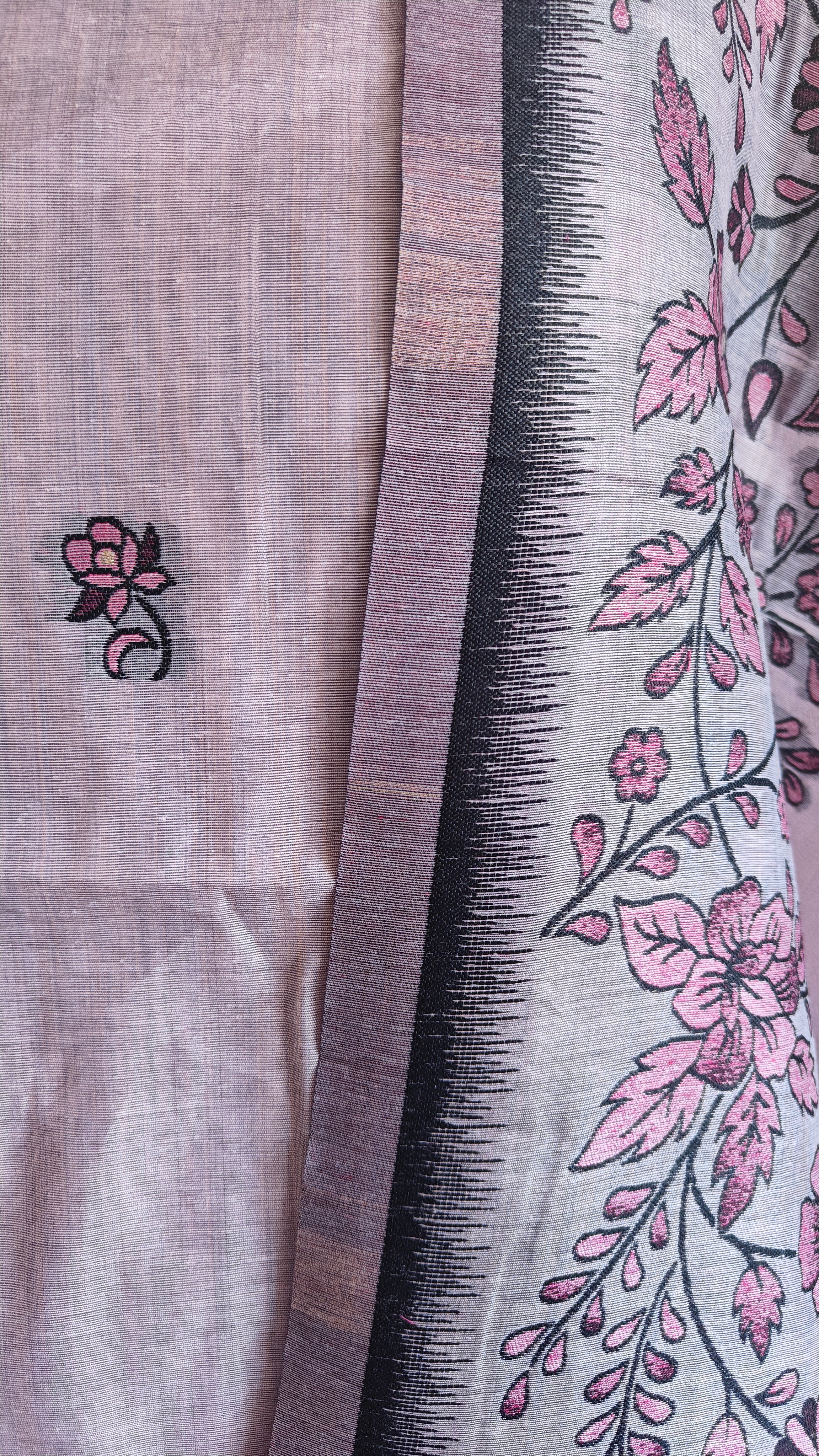 Purple Jamdani 3-Piece Suit with Thread Woven Floral Work