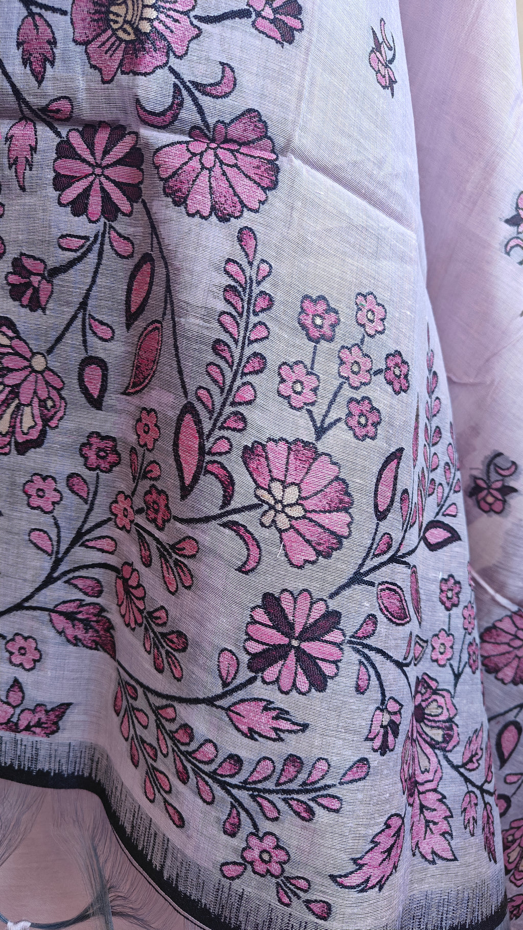 Purple Jamdani 3-Piece Suit with Thread Woven Floral Work
