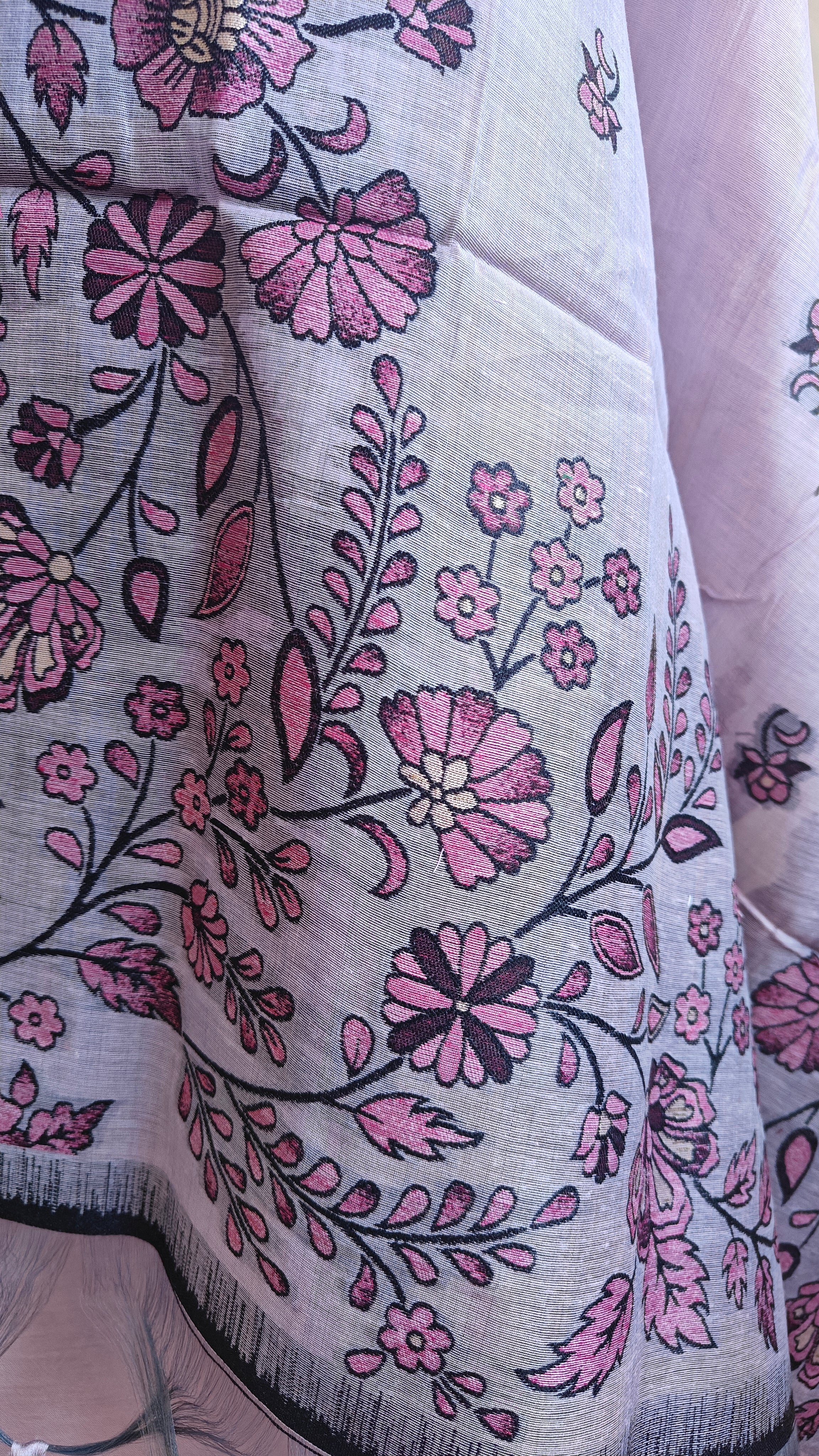 Purple Jamdani 3-Piece Suit with Thread Woven Floral Work