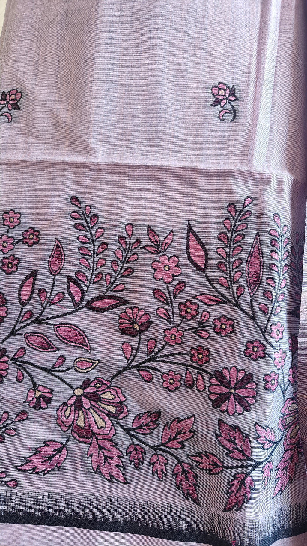 Purple Jamdani 3-Piece Suit with Thread Woven Floral Work