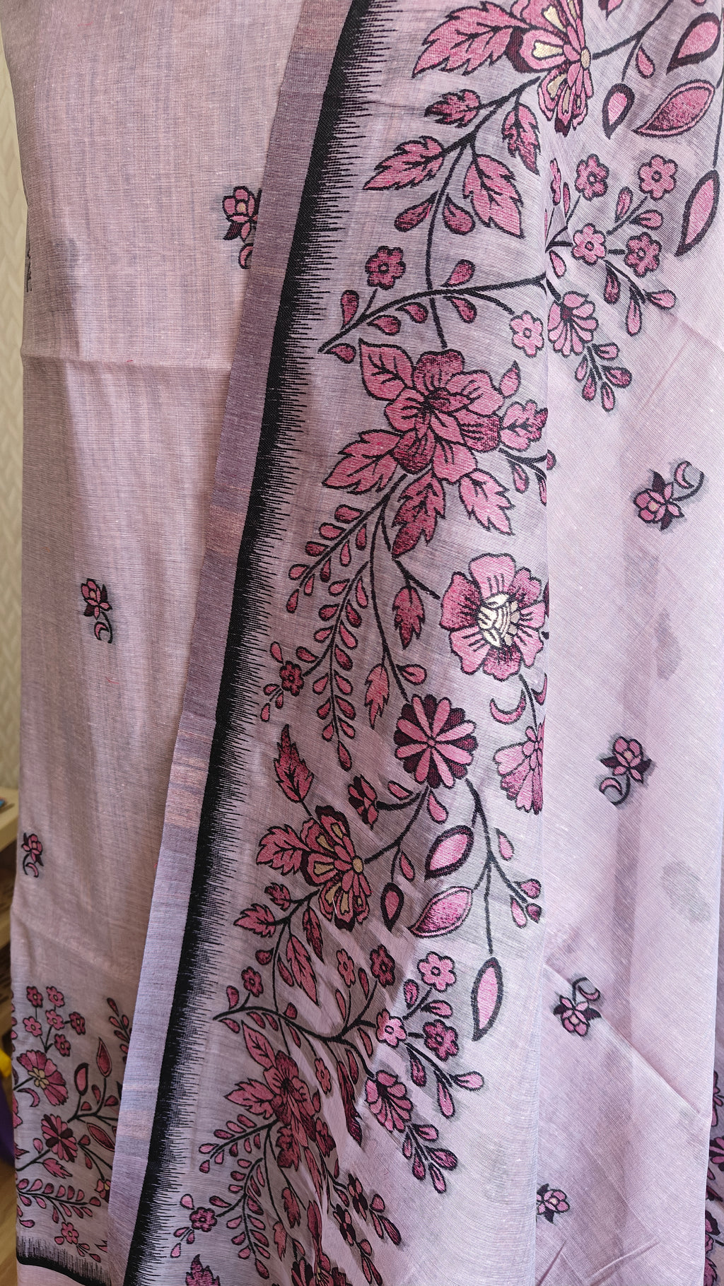 Purple Jamdani 3-Piece Suit with Thread Woven Floral Work