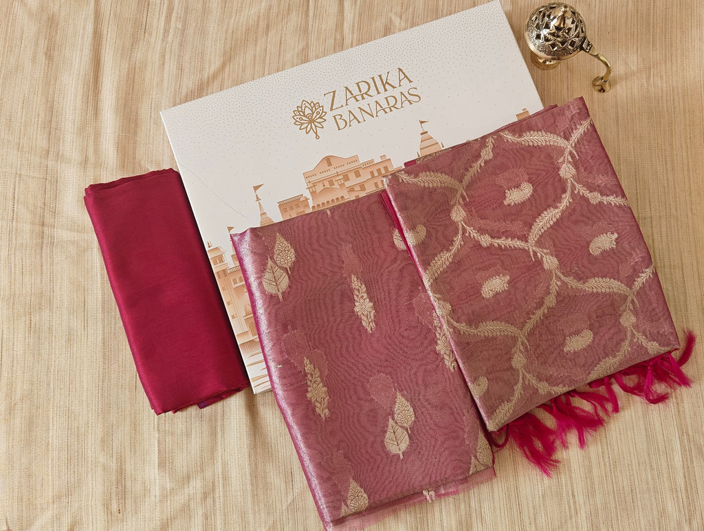 Elegant Pink Tissue Silk Suit with Crushed Tissue Dupatta
