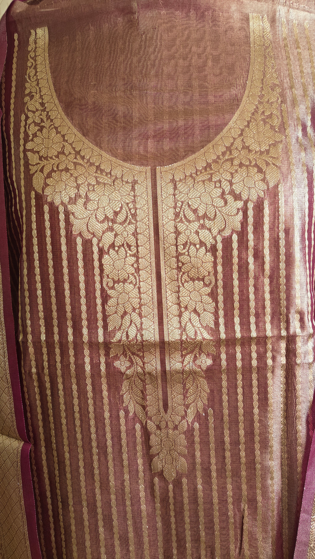 Elegant Plum Tissue Silk Suit with tissue Dupatta