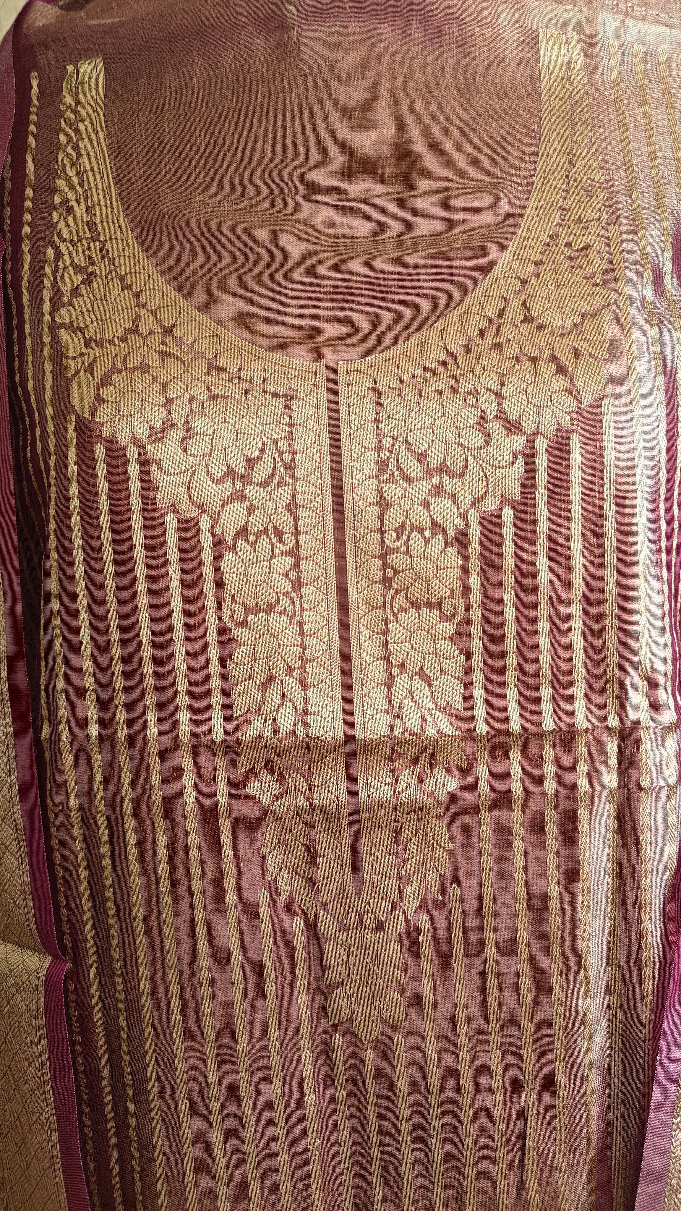 Elegant Plum Tissue Silk Suit with tissue Dupatta