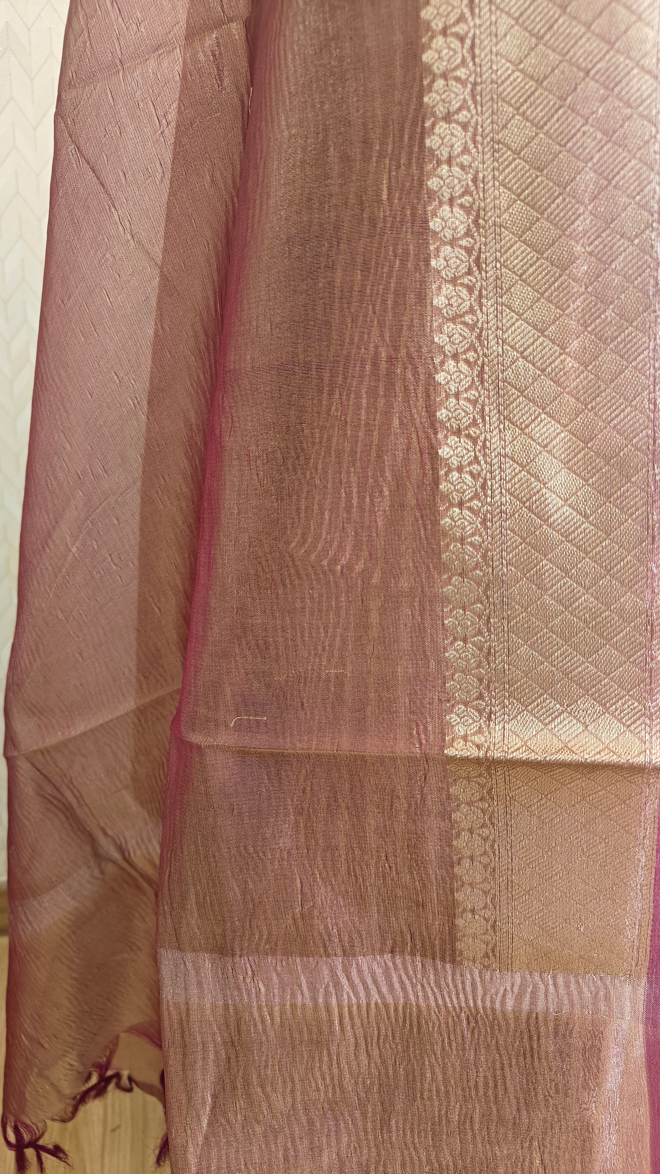 Elegant Plum Tissue Silk Suit with tissue Dupatta