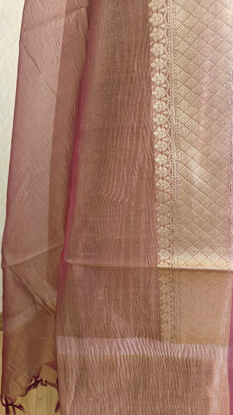Elegant Plum Tissue Silk Suit with tissue Dupatta